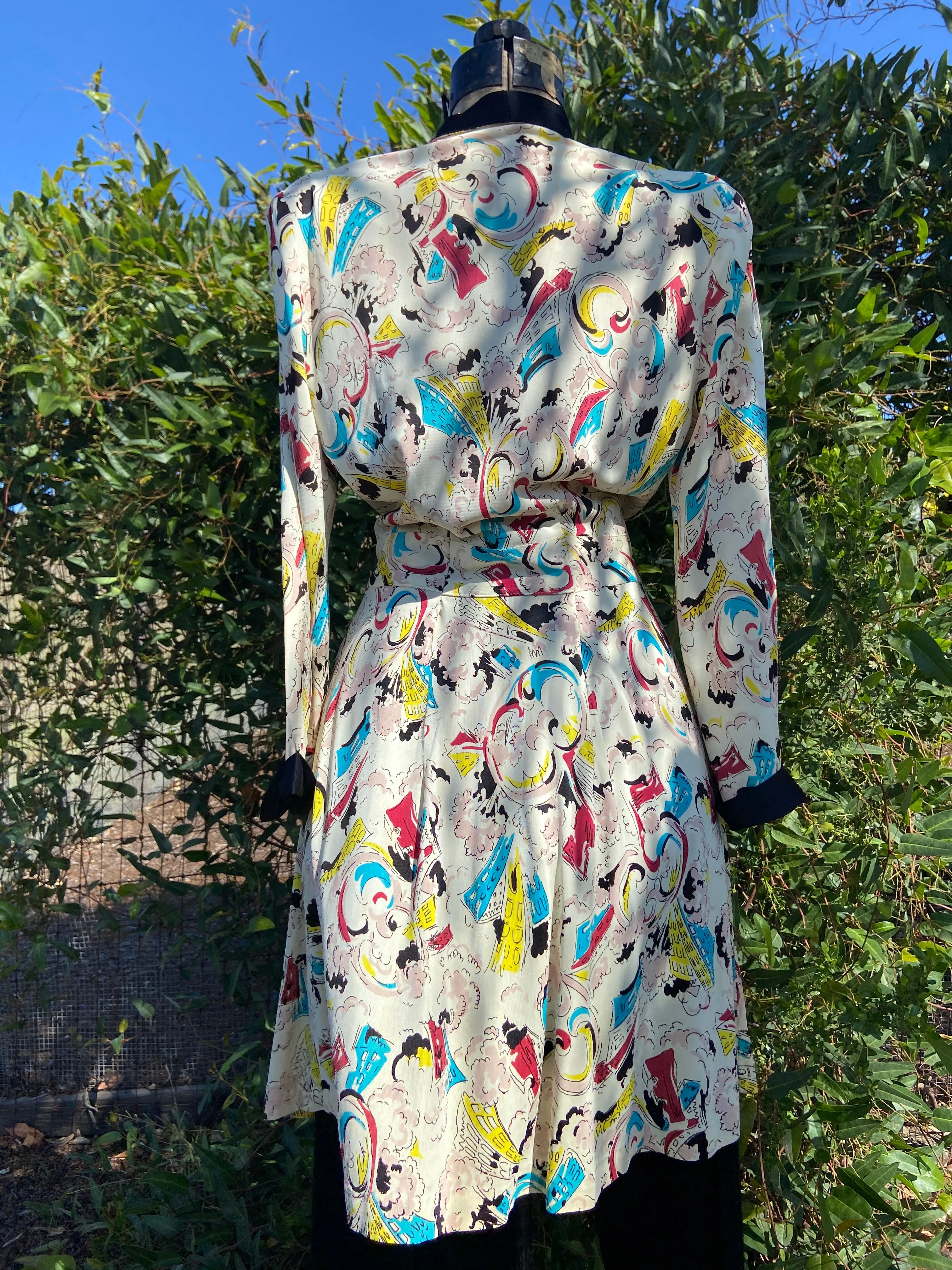 1940s Novelty Print Hostess Lounge Set