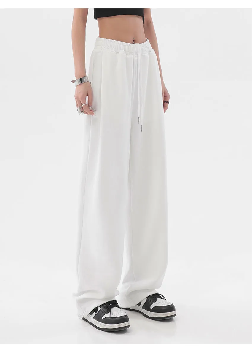 Alice Winter Suede Gray Wide-leg High Waist Straight Sweatpants