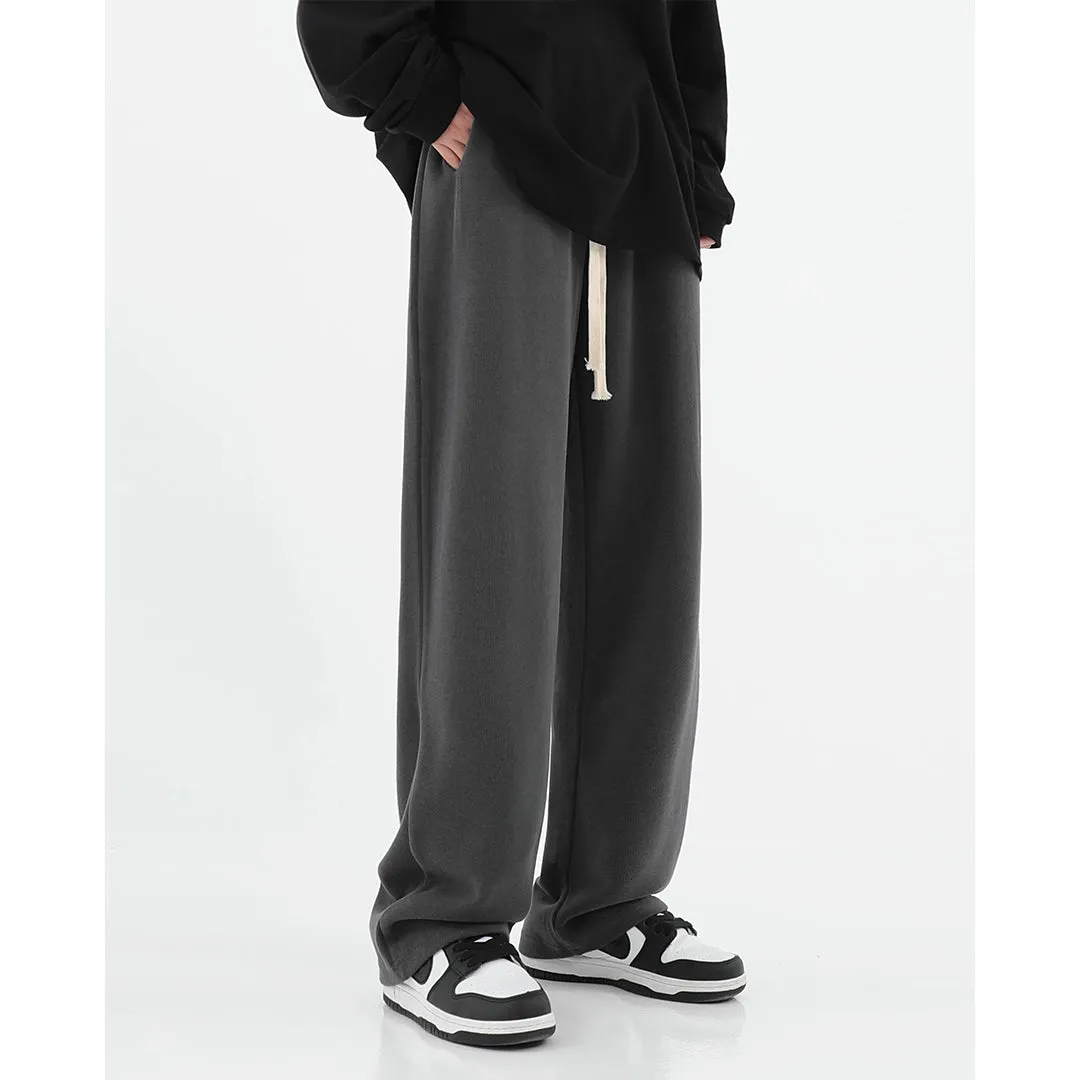 Alice Winter Suede Gray Wide-leg High Waist Straight Sweatpants