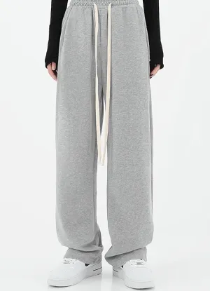 Alice Winter Suede Gray Wide-leg High Waist Straight Sweatpants