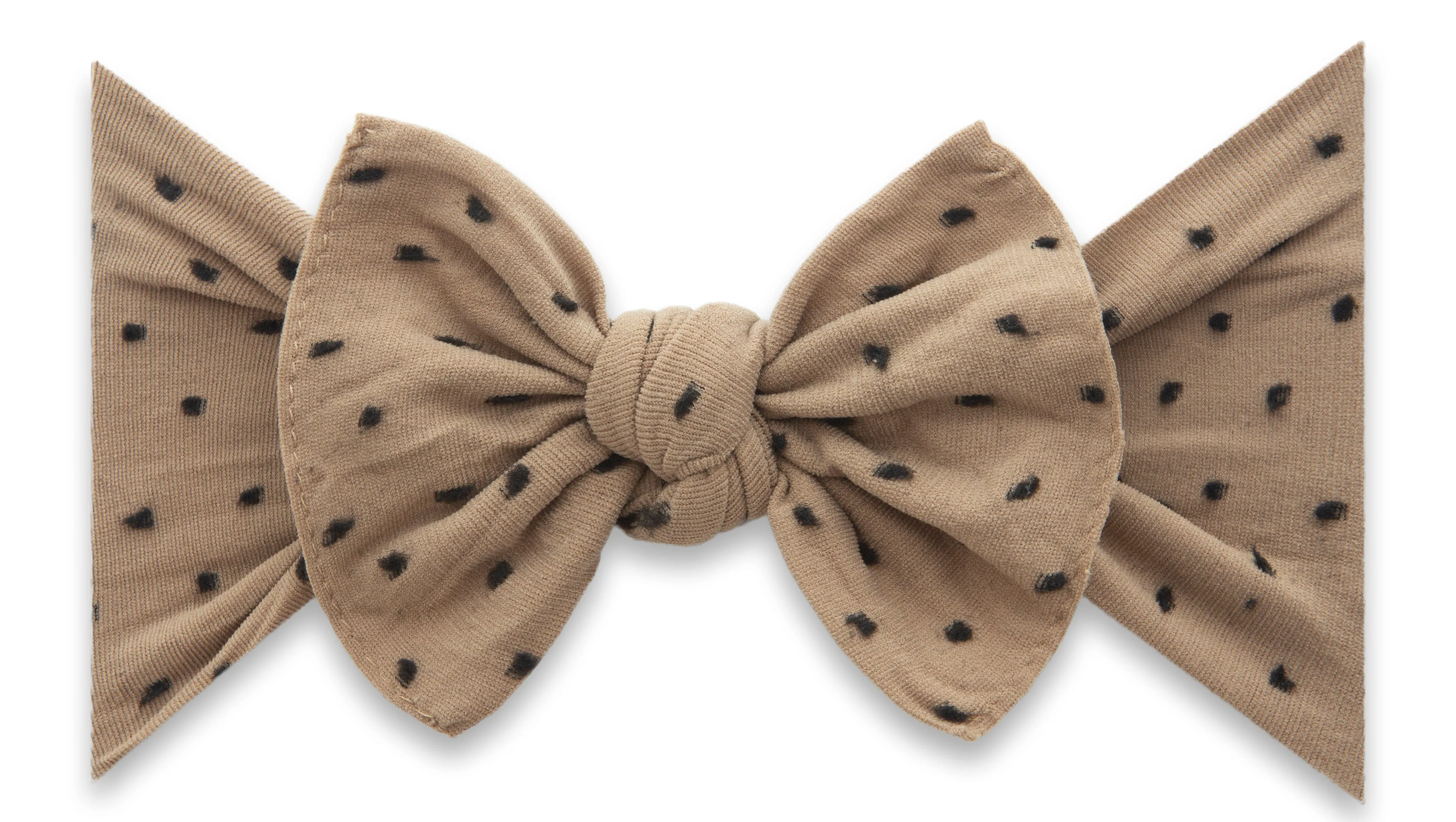 Baby Bling Latte w/Black Dots Shabby Patterned Knot Headband
