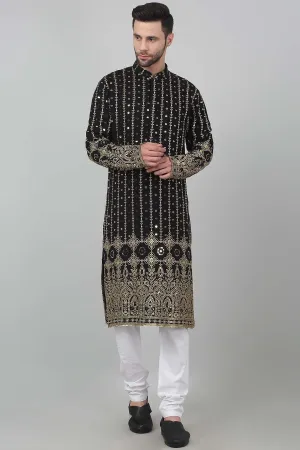 Black Sequins Work Kurta Set