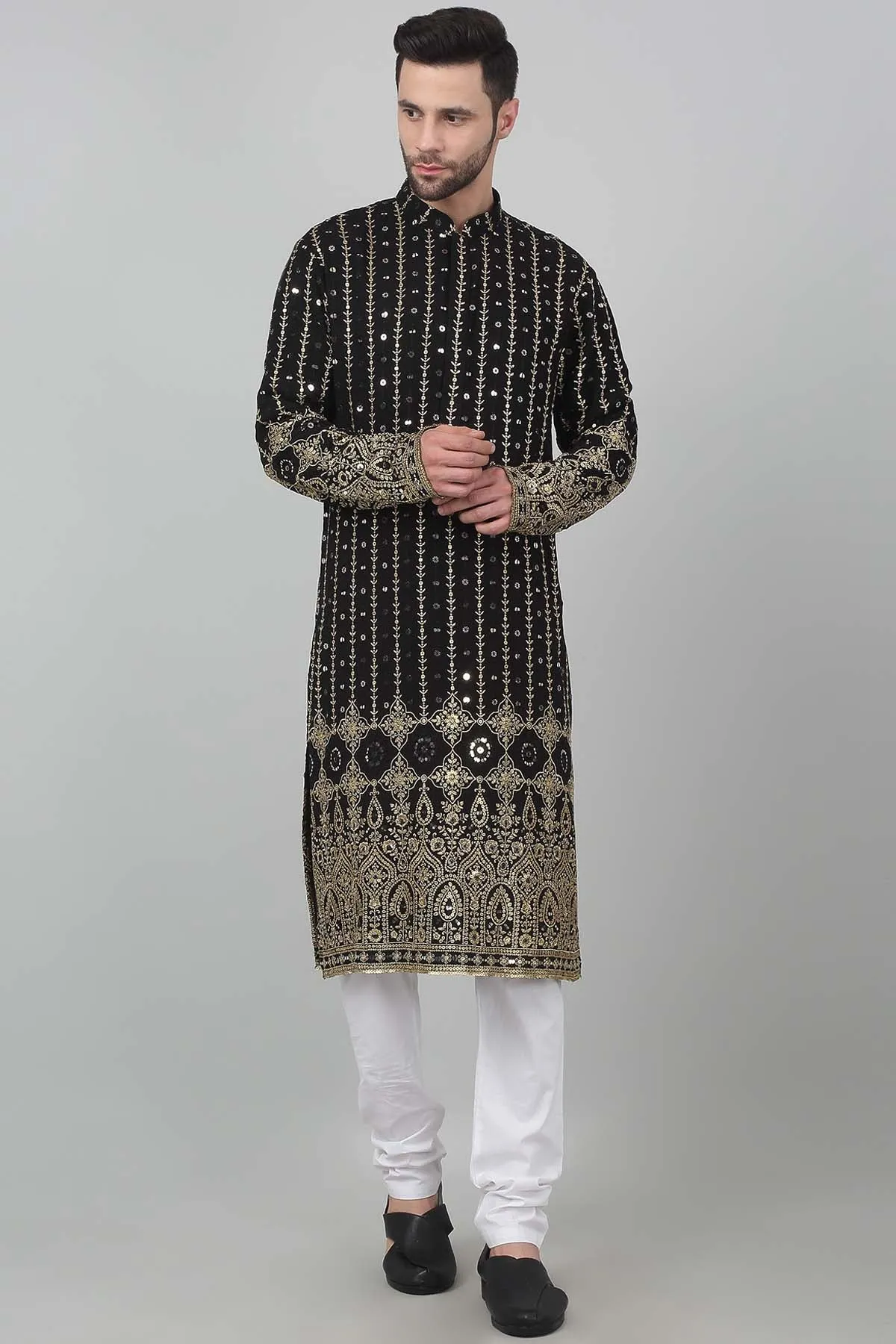 Black Sequins Work Kurta Set