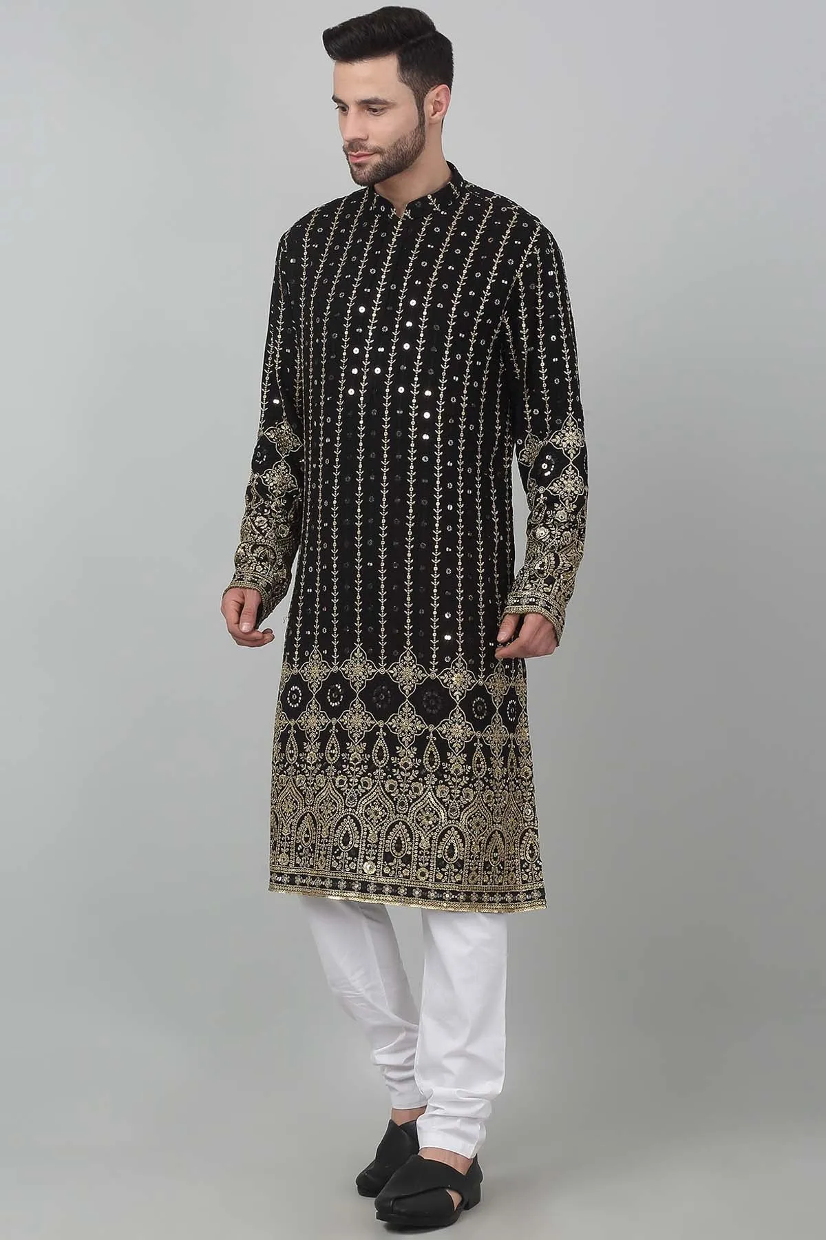 Black Sequins Work Kurta Set