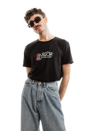 Black T-Shirt Glitch تكنو