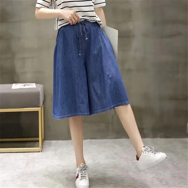 BLUE LITERARY TENCEL DENIM CASUAL PANTS UB2493