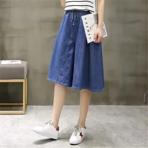 BLUE LITERARY TENCEL DENIM CASUAL PANTS UB2493