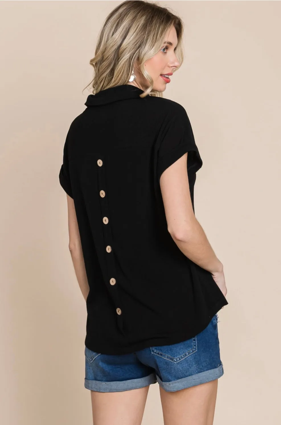 Chelsey | Collared Top with Back Buttons