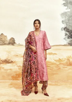 Classic Kurta Set with Churidaar - Pink