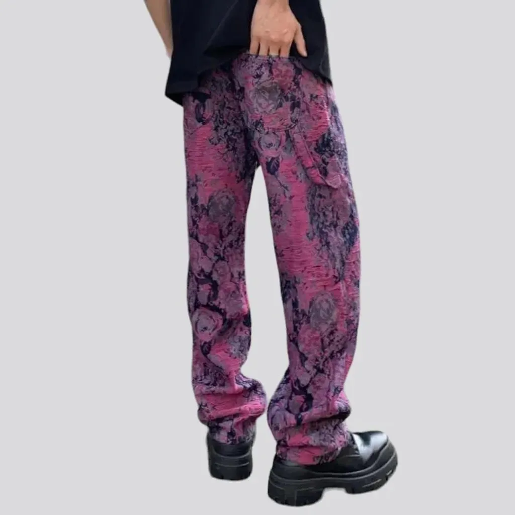 Color-ornament jeans for men
