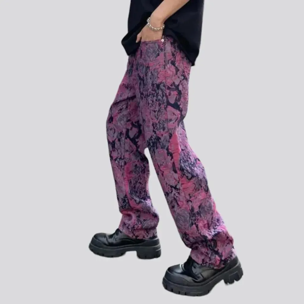 Color-ornament jeans for men