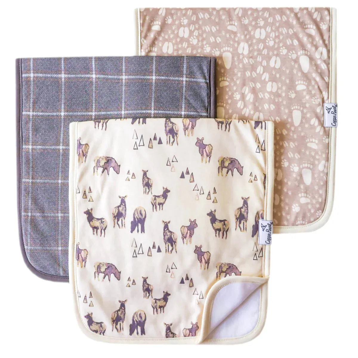 Copper Pearl - Burp Cloth (3 pack) - Timber