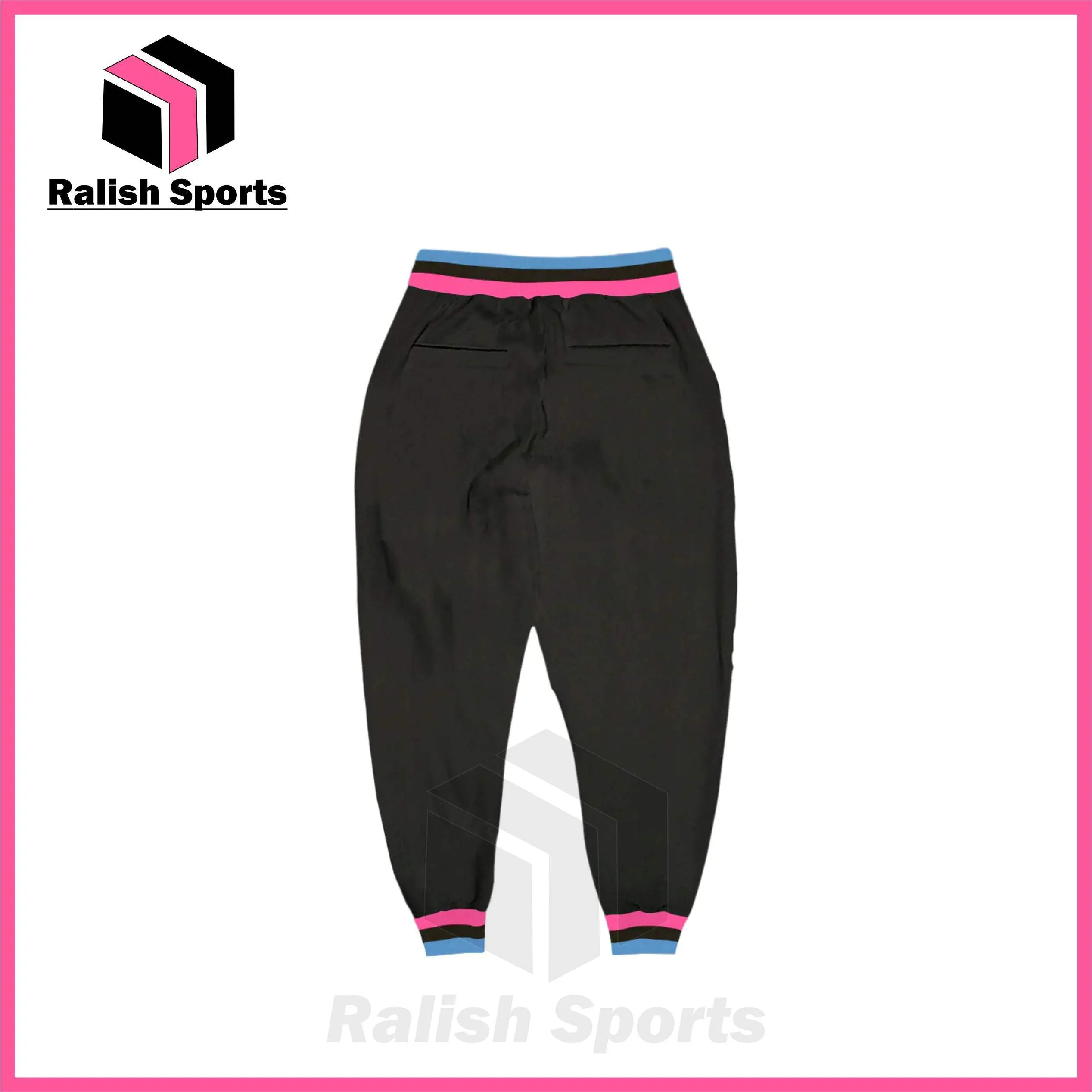 Custom Black Pink-Light Blue Sports Pants