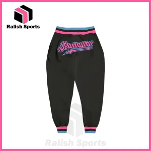 Custom Black Pink-Light Blue Sports Pants