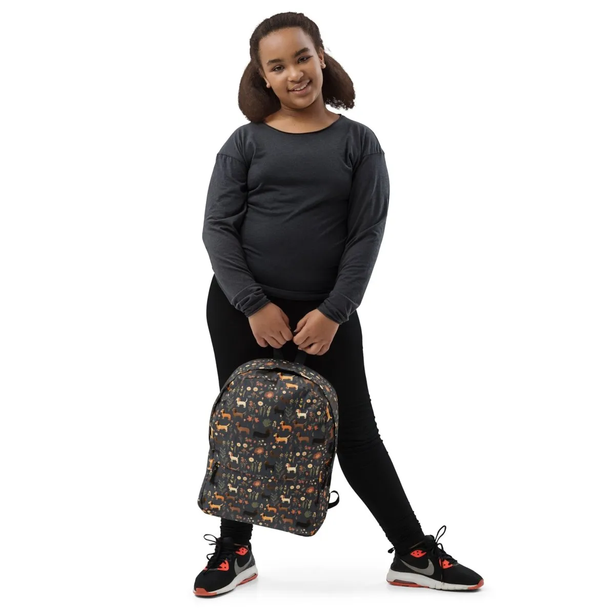 Dark Grey Dachshund Backpack