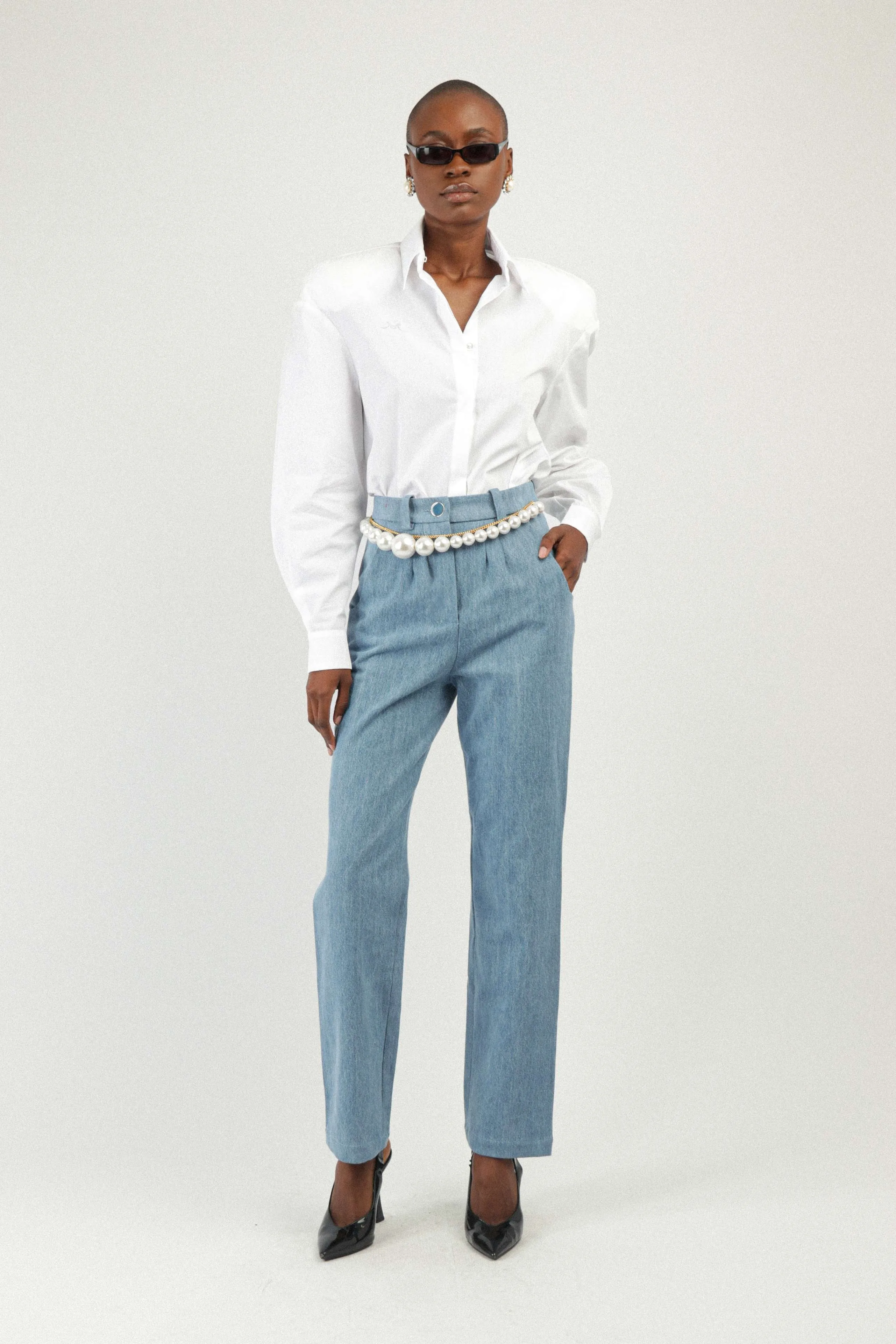 Denim Cigarette Pants