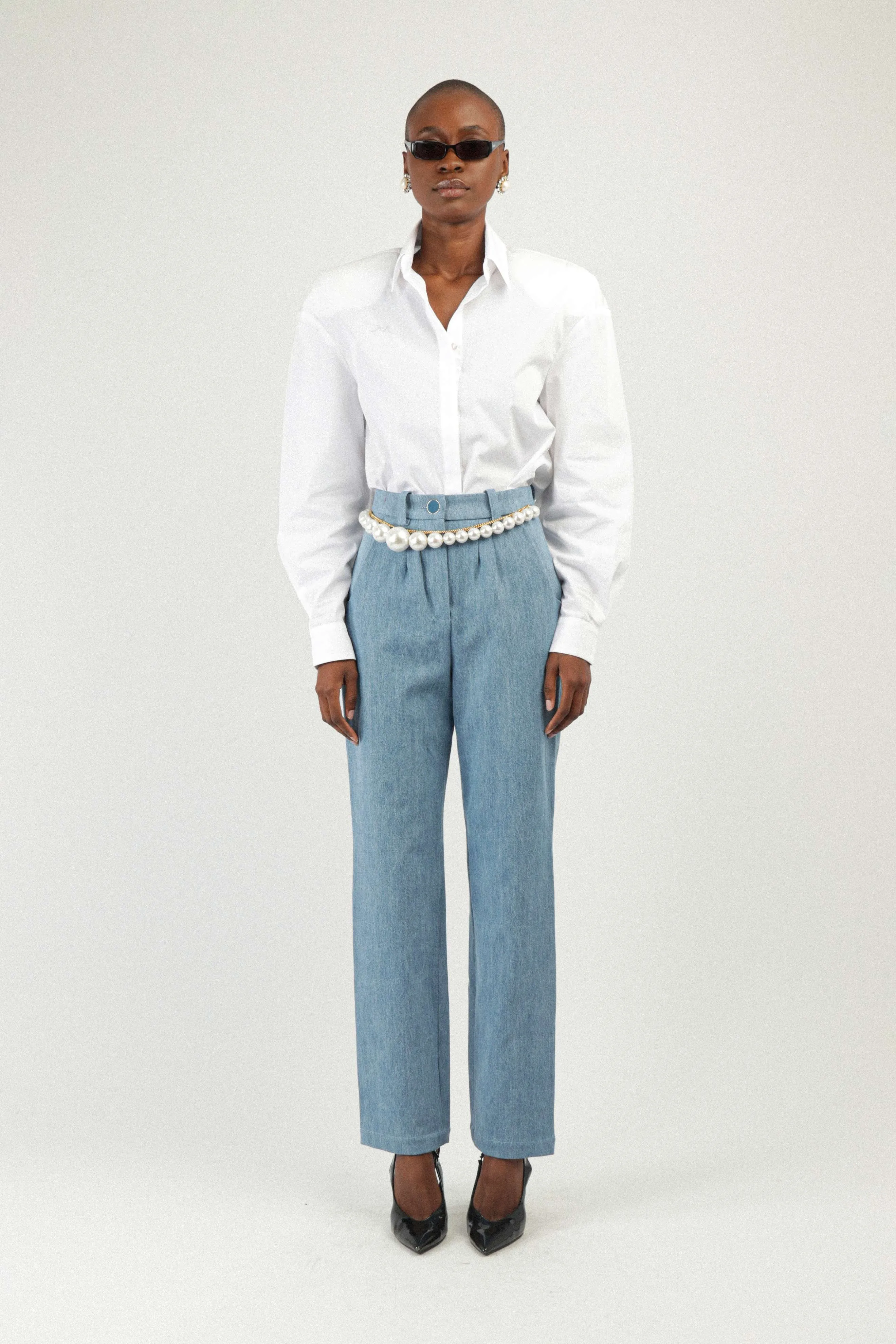 Denim Cigarette Pants