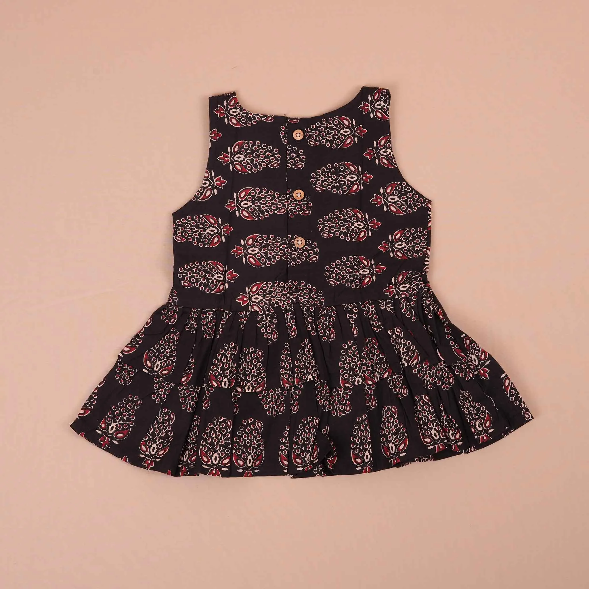 Elegant Black Floral Paisley Cotton Girls CO-ORD SET – Comfortable & Trendy