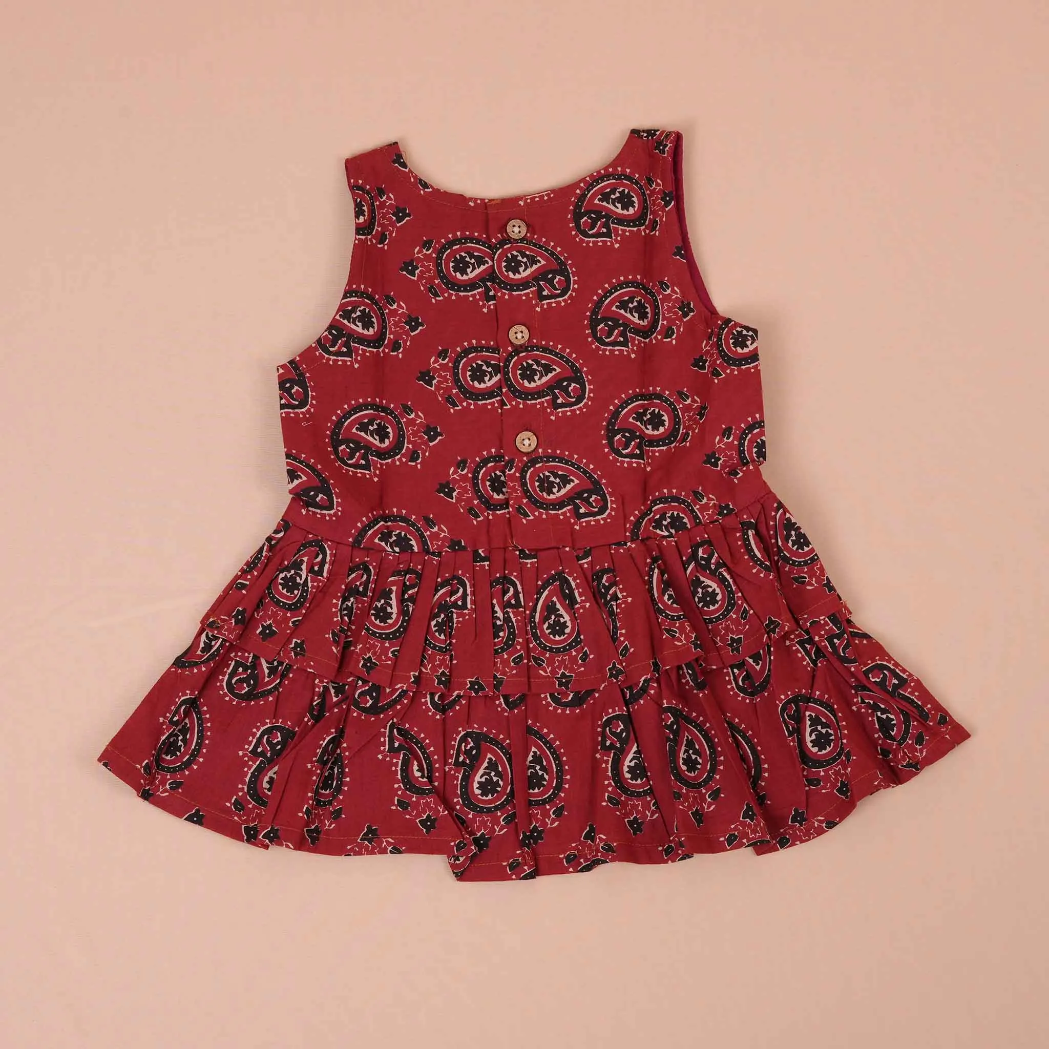 Elegant Maroon Paisley Cotton Girls CO-ORD SET – Trendy & Comfortable