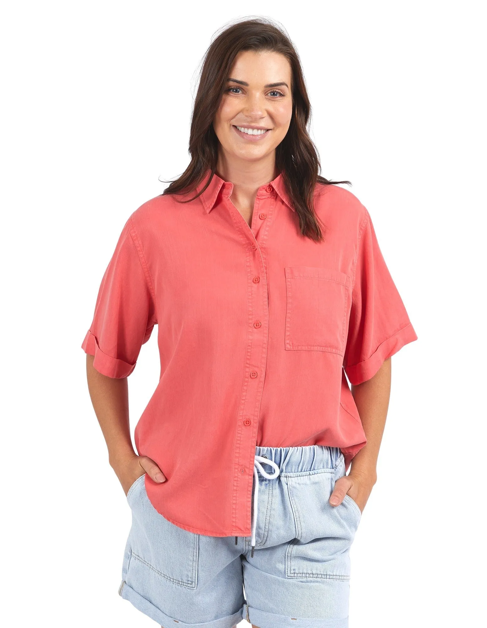 Elm - Bliss Washed Shirt - Watermelon Crush