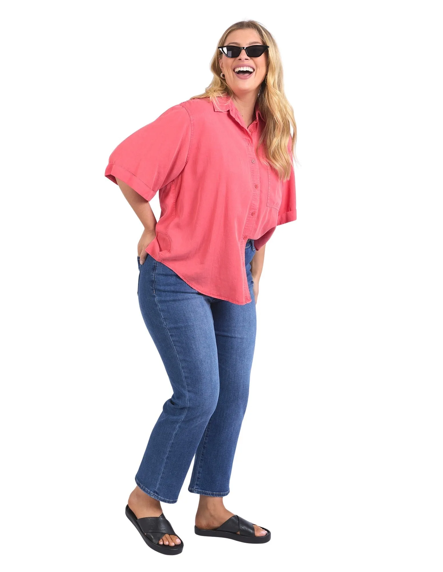 Elm - Bliss Washed Shirt - Watermelon Crush