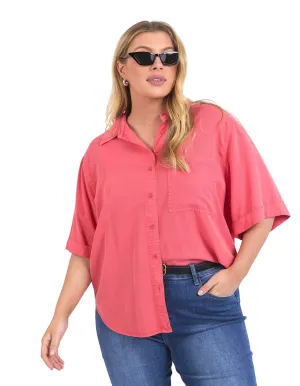 Elm - Bliss Washed Shirt - Watermelon Crush