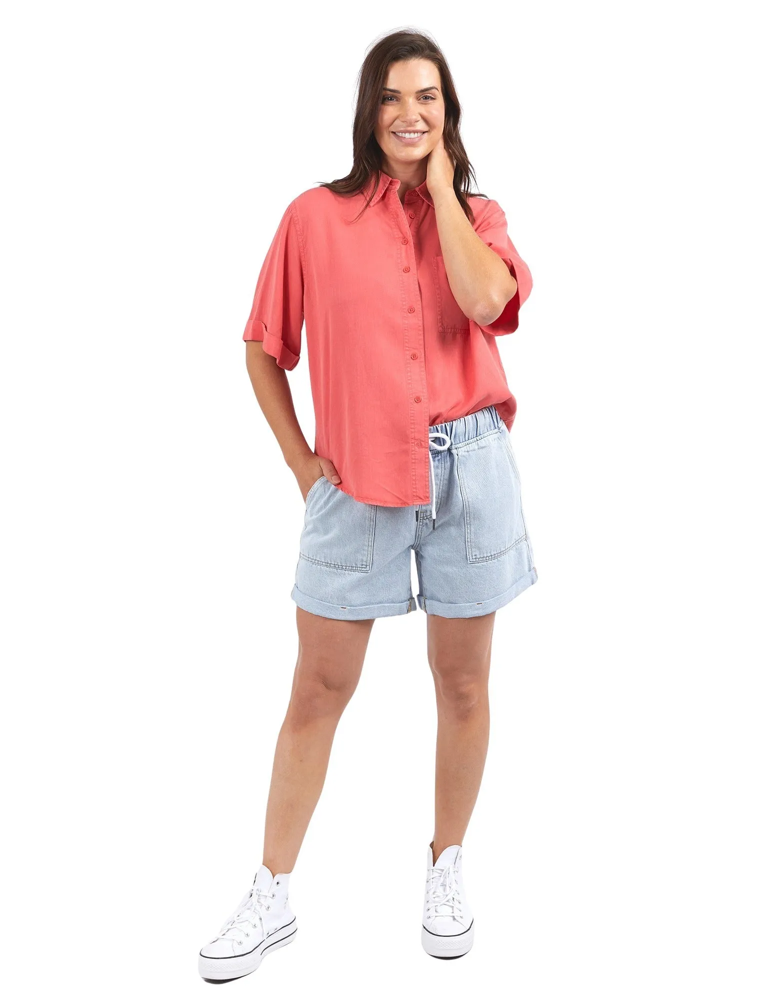 Elm - Bliss Washed Shirt - Watermelon Crush