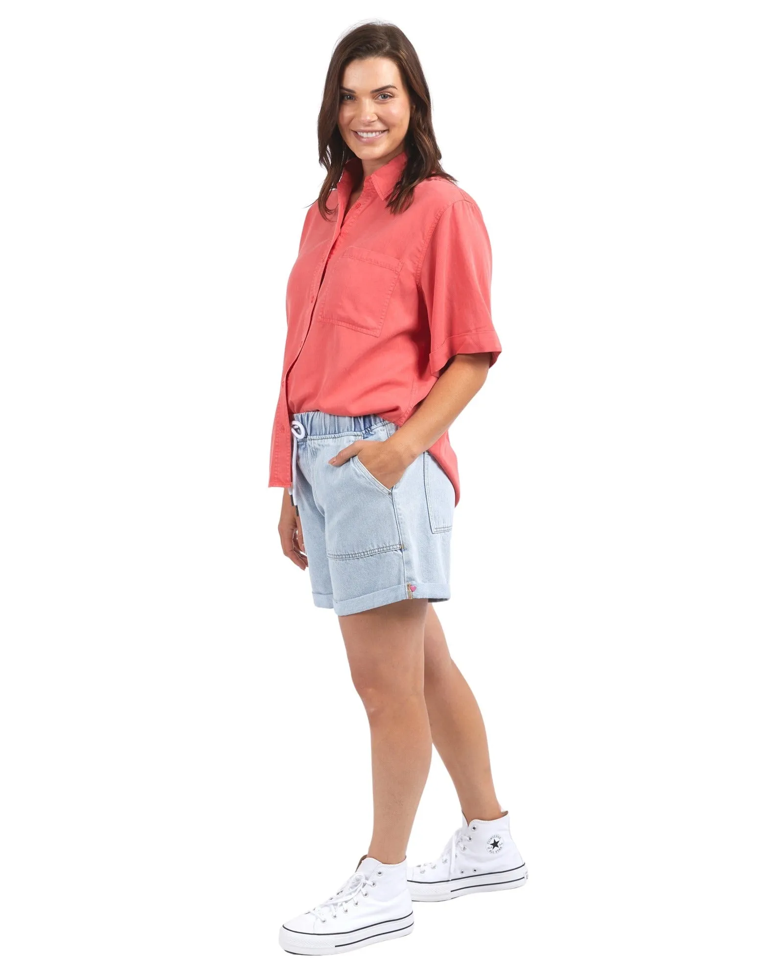 Elm - Bliss Washed Shirt - Watermelon Crush