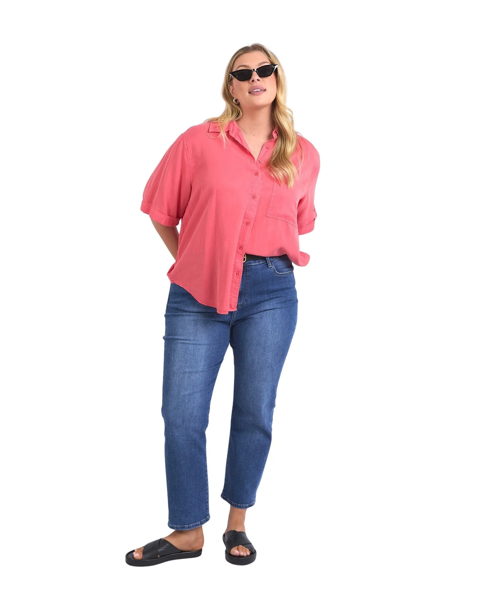 Elm - Bliss Washed Shirt - Watermelon Crush