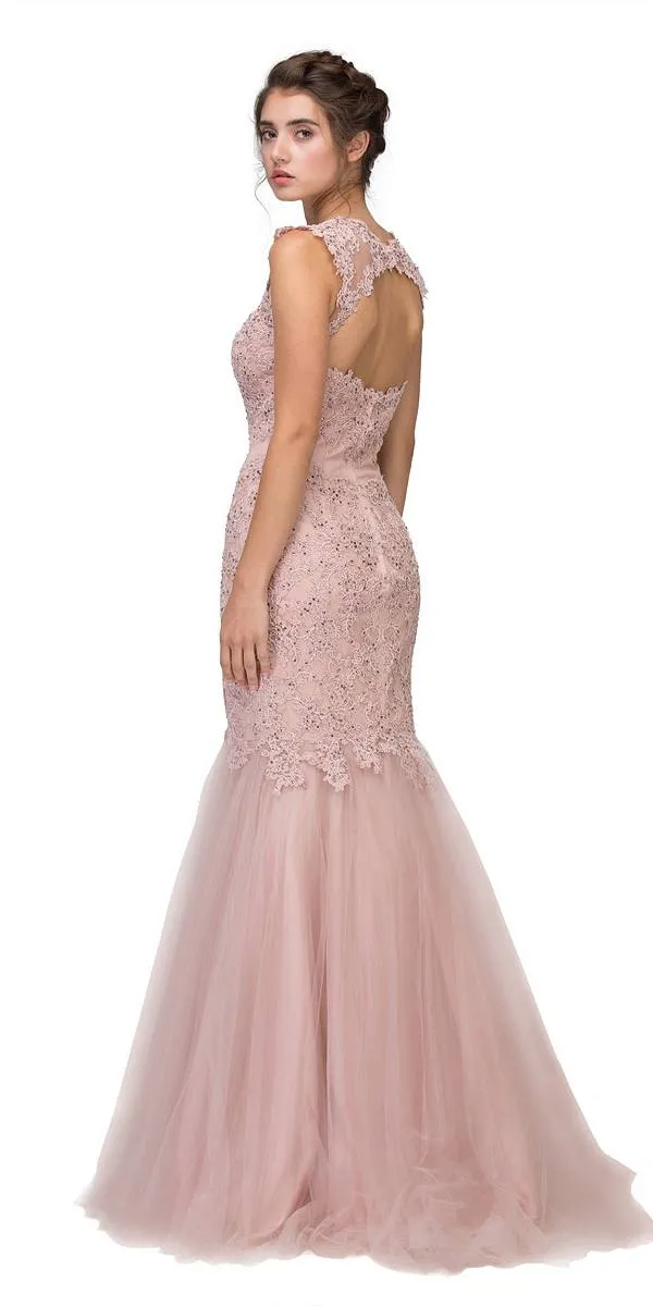 Eureka 4510 Cut Out Back Floor Length Mermaid-Style Sleeveless Gown