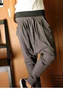 Fashion Harajuku Hip Hop Men Harem Casual Baggy Cargo Cotton Drop Crotch Mens Pants Black Khaki Joggers
