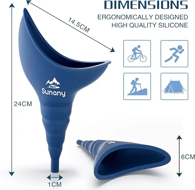 Female Urination Device, Female Urinal Silicone Funnel Urine Cups Portable Urinal for Women Standing Up to Pee Funnel Reusable Women Pee Funnel, Outdoor, Activities, Camping (Blue)