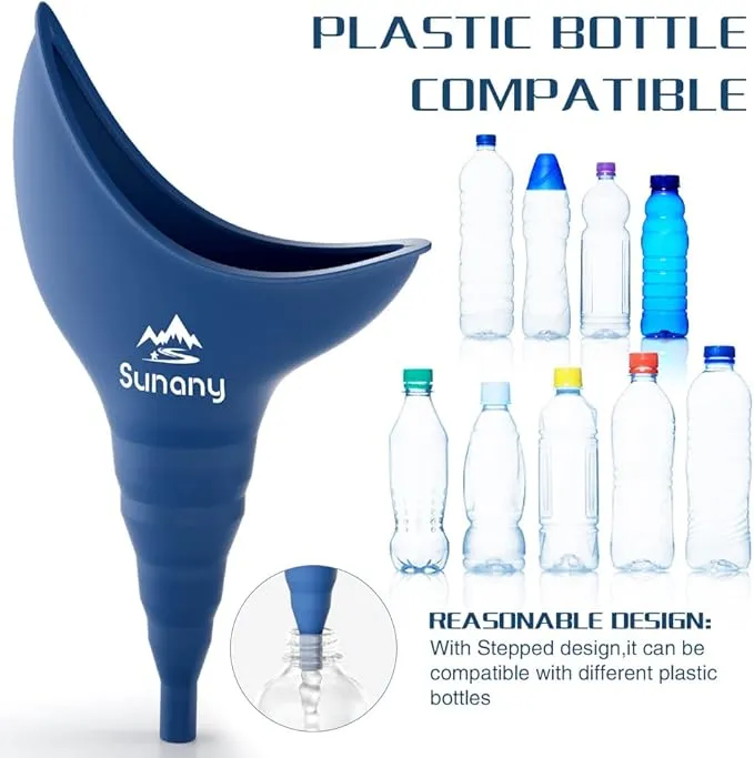 Female Urination Device, Female Urinal Silicone Funnel Urine Cups Portable Urinal for Women Standing Up to Pee Funnel Reusable Women Pee Funnel, Outdoor, Activities, Camping (Blue)