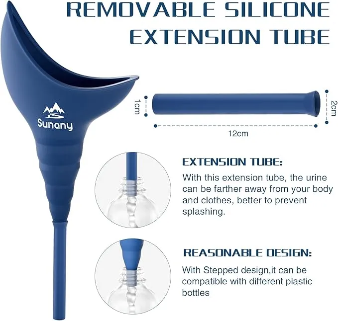 Female Urination Device, Female Urinal Silicone Funnel Urine Cups Portable Urinal for Women Standing Up to Pee Funnel Reusable Women Pee Funnel, Outdoor, Activities, Camping (Blue)