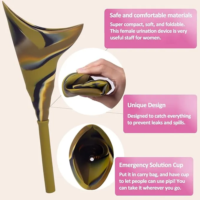 Female Urination Device with Cup, Female Urinals Portable Pee Funnel for Women - Standing Up to Pee Anywhere, Womens Pee Funnel Camping/Hiking Gear Gifts for Women