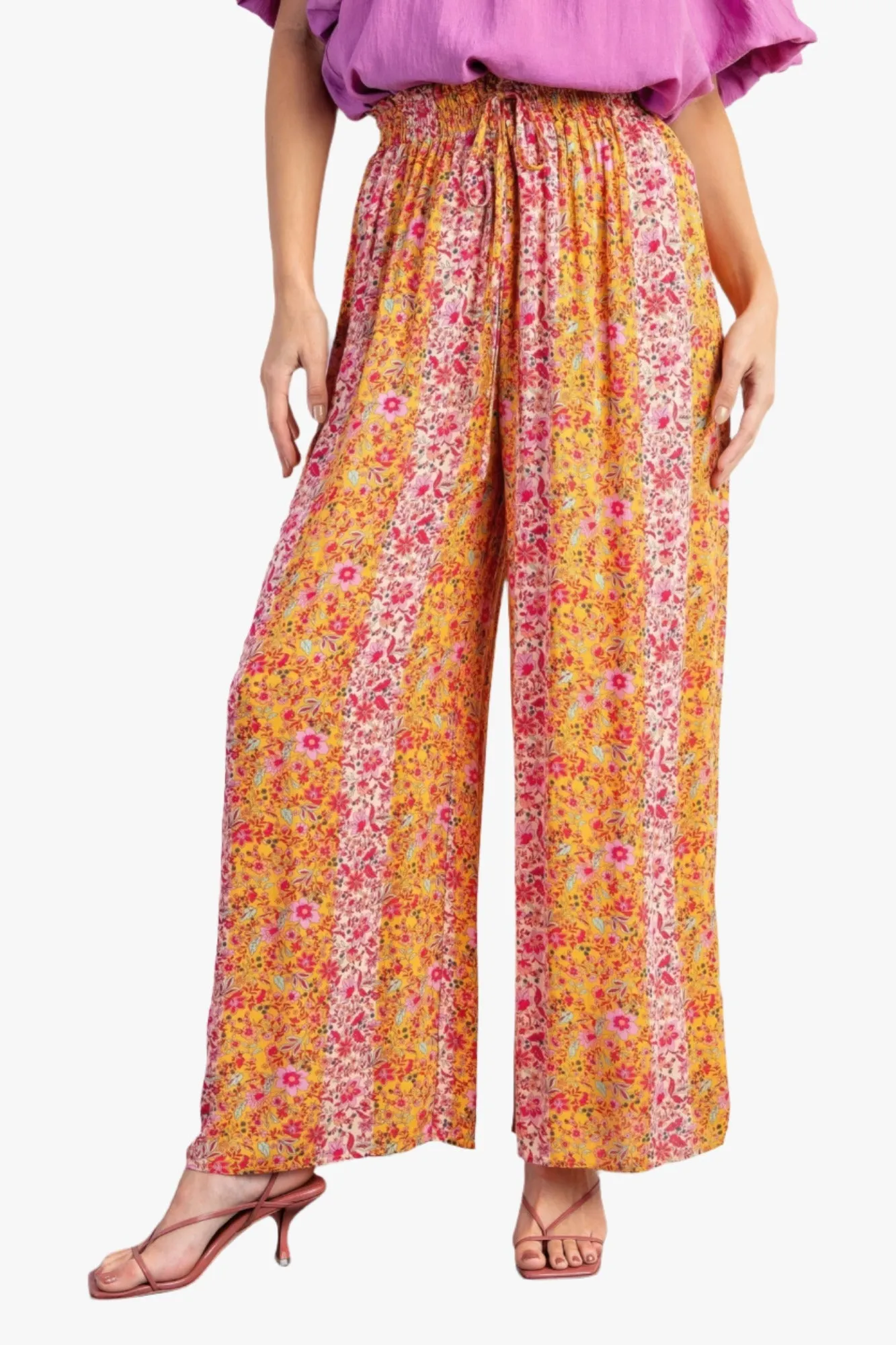 Floral Print Gauze Palazzo Pants