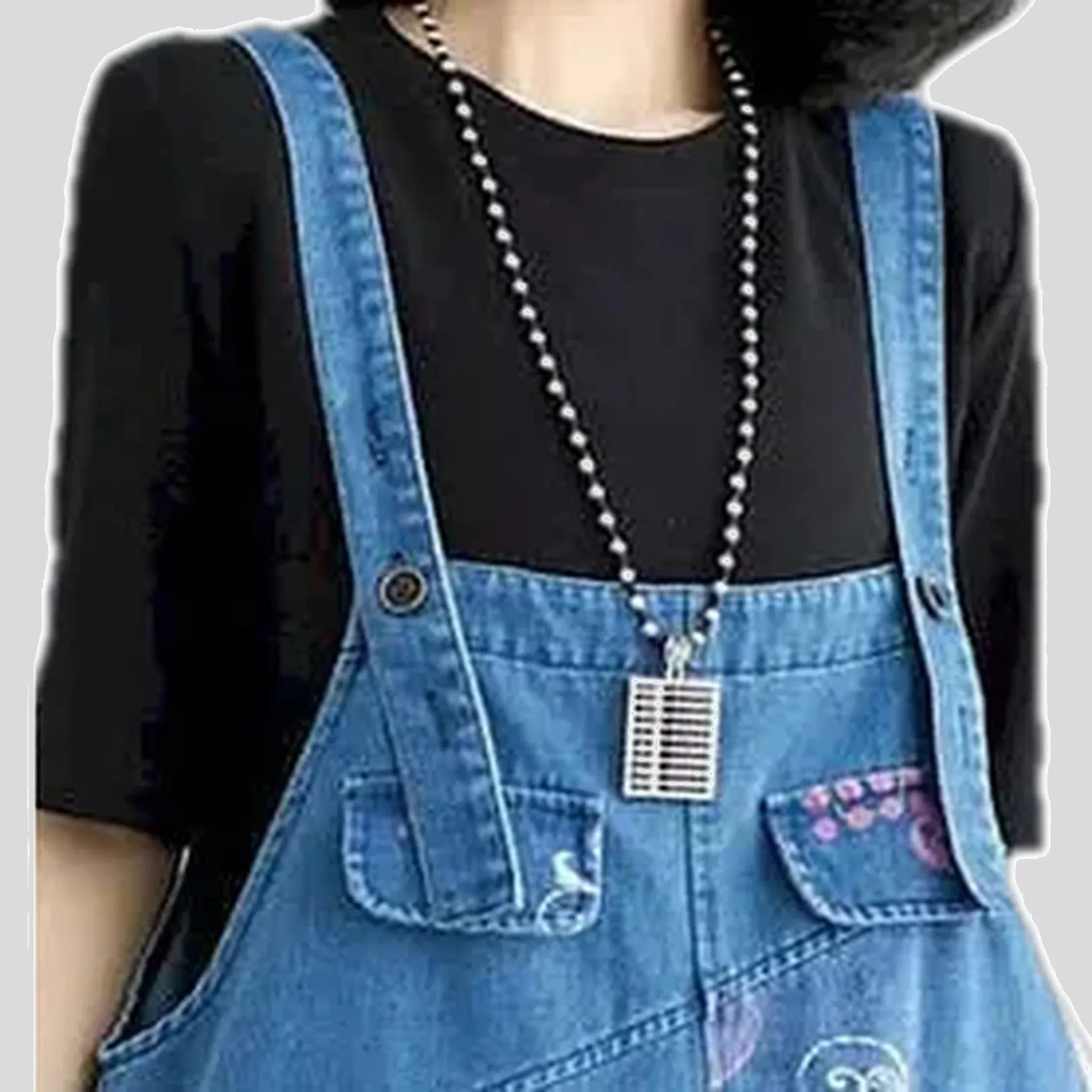 Floral style women's jeans overall