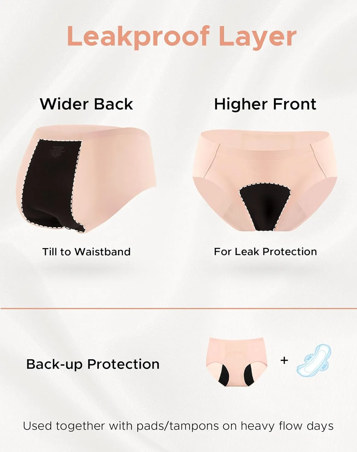 Girls‘ Seamless Period Underwear 3-Pack