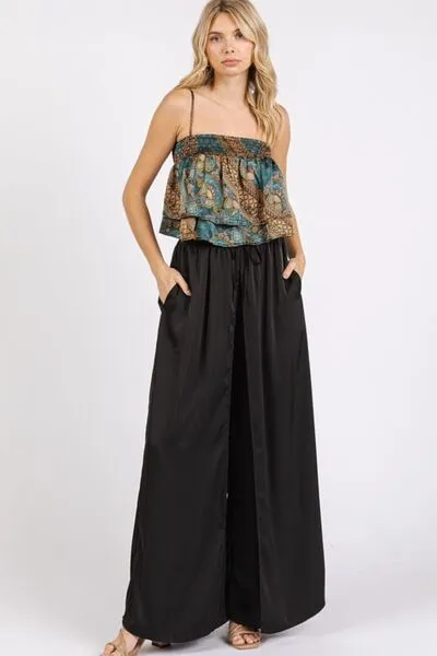 Hazel Blues® |  Mittoshop Paisley Patchwork Print Satin Ruffle Crop Cami