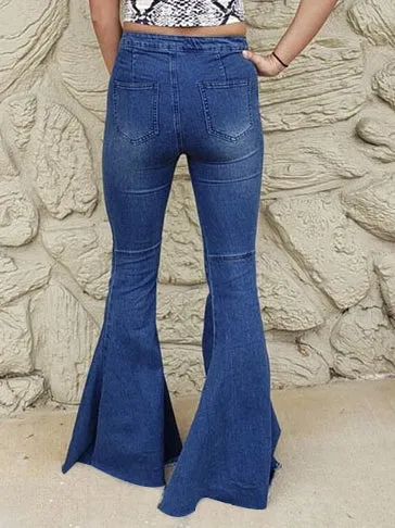High Waist Stretch Slimming Big Trumpet Denim Trousers