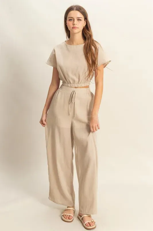 HYFVE Round Neck Short Sleeve Top and Pants Set