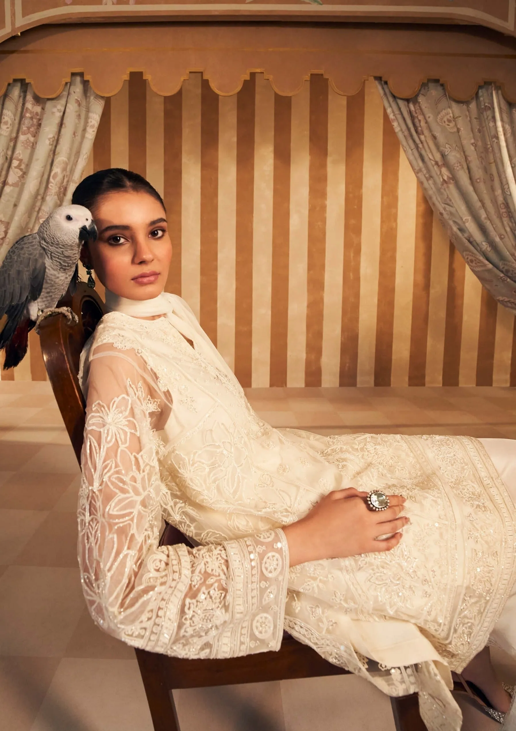 Ivory embroidered zohra kurta set
