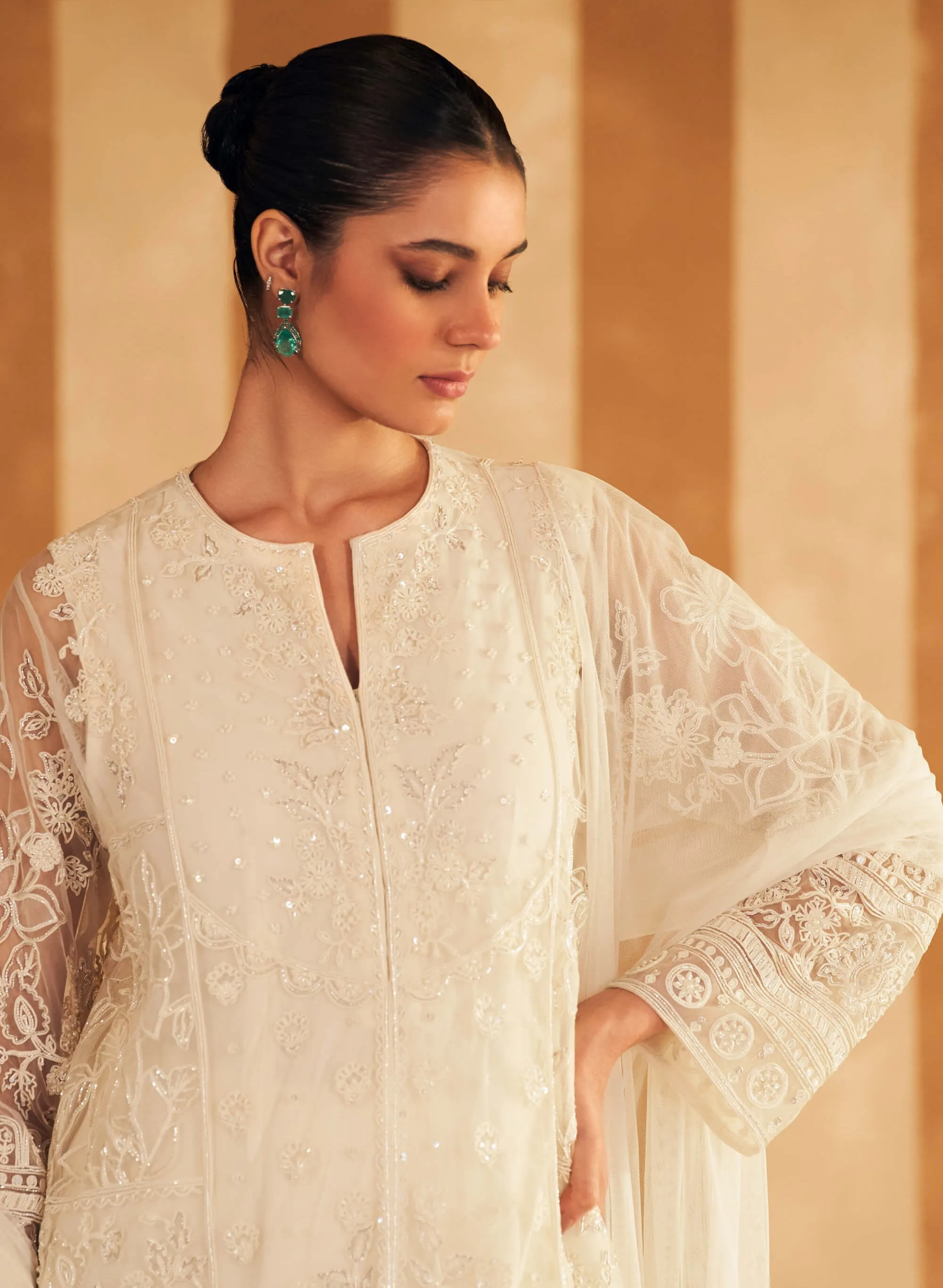 Ivory embroidered zohra kurta set
