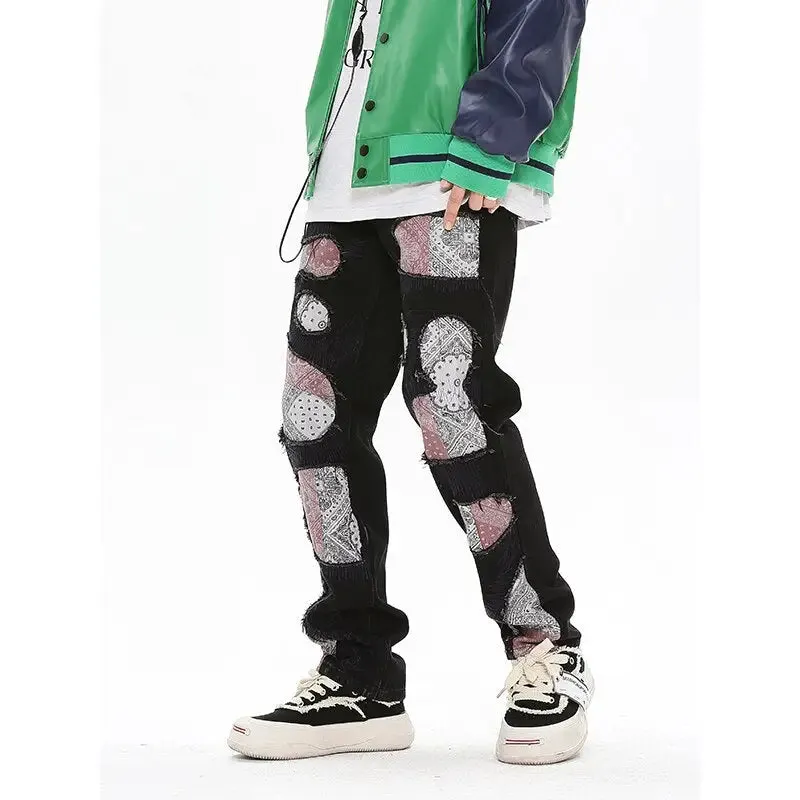 Jean patchwork bandana Y2K unique