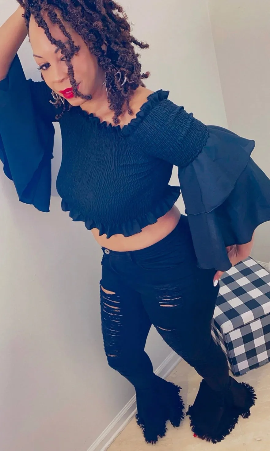 JEANS SALE! Cutie Destroy Bell Hem SkinnyJeans