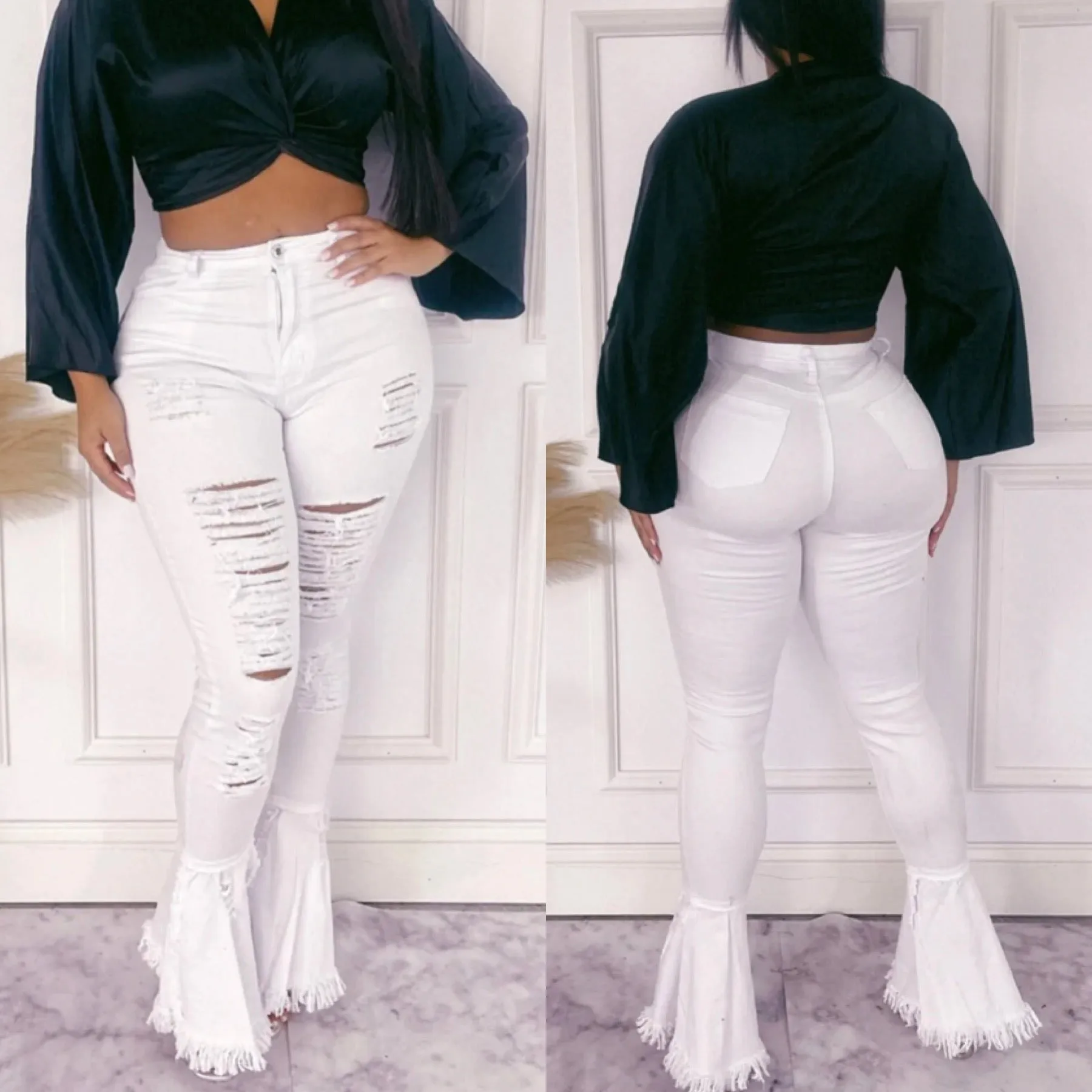 JEANS SALE! Cutie Destroy Bell Hem SkinnyJeans