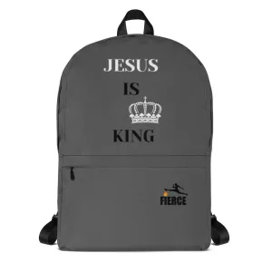 JESUS IS KING Black White Backpack
