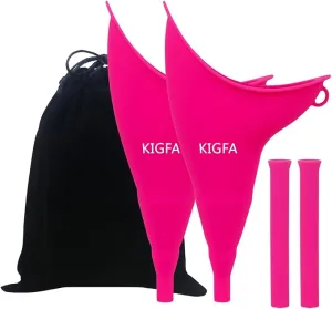 KIGFA Female Urination Device,Reusable Portable Female Urinal Silicone Women to Pee Standing Up,Female Urinal Set Fits Outdoor Travel,Camping&Hiking,2 Sets