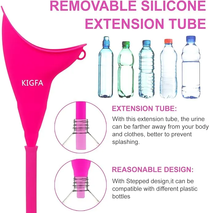 KIGFA Female Urination Device,Reusable Portable Female Urinal Silicone Women to Pee Standing Up,Female Urinal Set Fits Outdoor Travel,Camping&Hiking,2 Sets