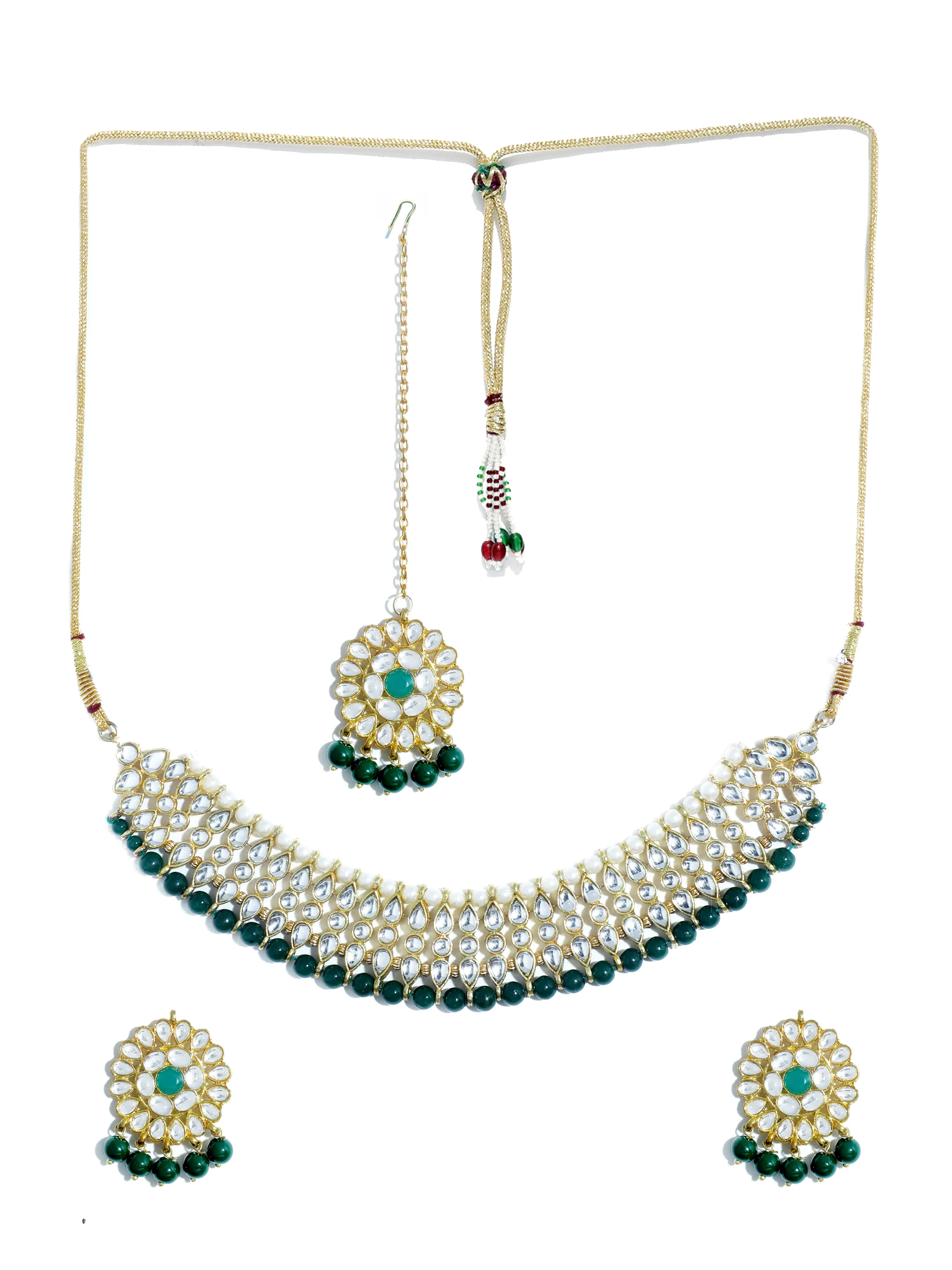 Kundan Dark Green Choker Necklace Set